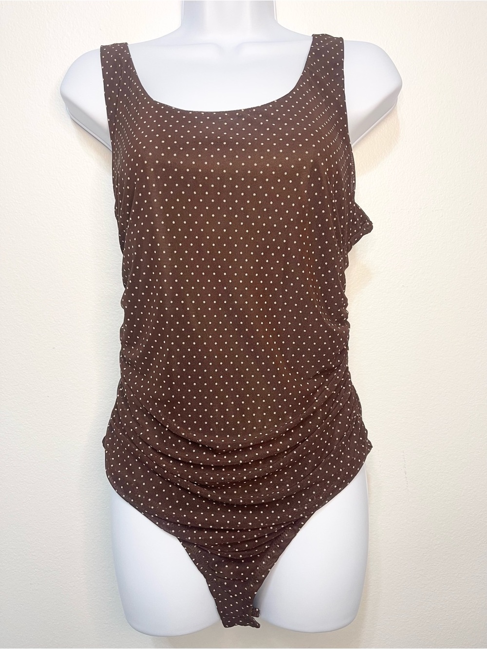 Honey & Sparkle Brown Polka Dot Tank Bodysuit